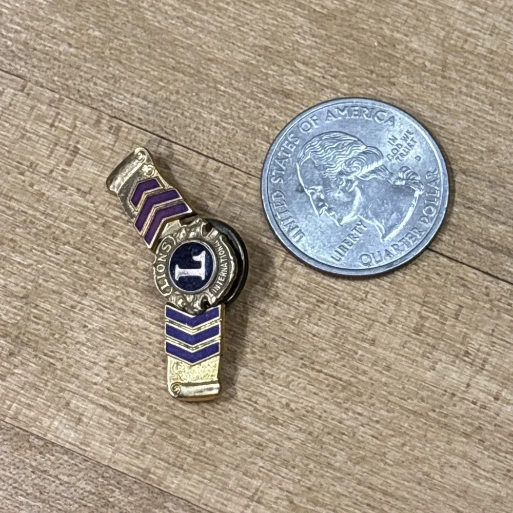 Vintage 1935-36 Lions Clubs International Screw Back Pin w/ 2 Service Chevrons